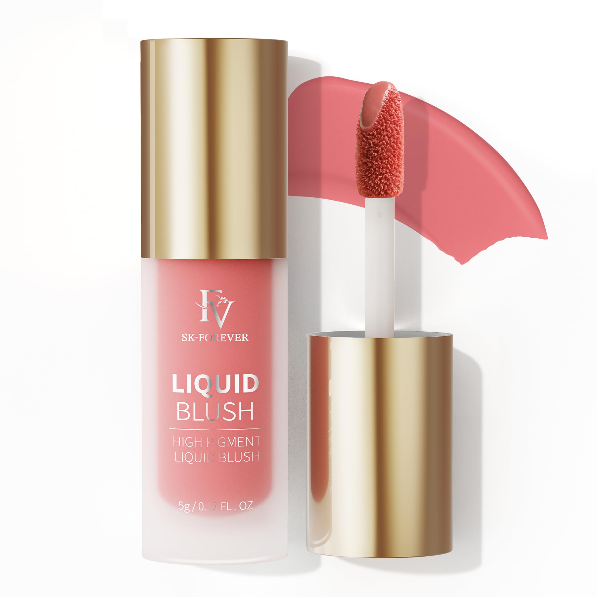 FV Liquid Blush, Long Lasting Buildable Cream Cheek Tint with High-Pigment Color, Weightless Blendable Formula for Natural Dewy Finish (Honey)
