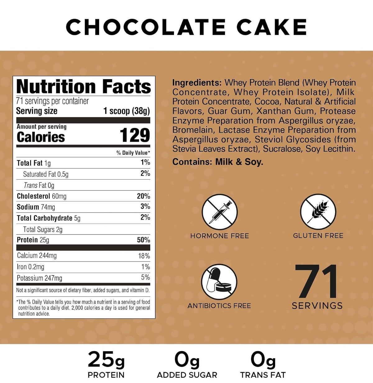 Revolution Nutrition, High Whey, Protein Powder 6LB, Whey Isolate, Gluten Free, Lean Muscle Mass for Men & Women, 25g of Protein Per Scoop, 2.7kg, 73 Servings (Chocolate Cake, 6 Pound)