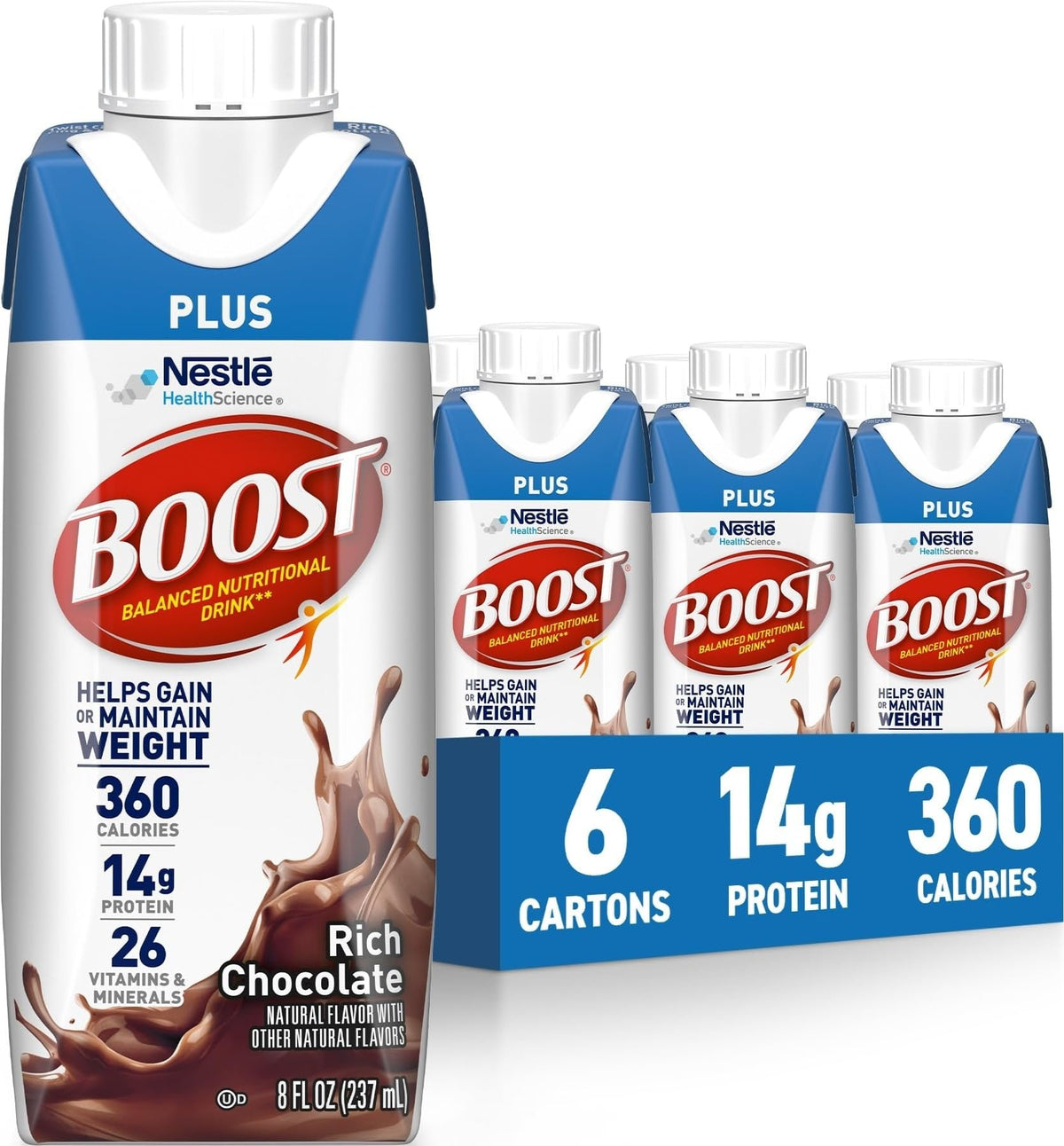 BOOST Plus Ready to Drink Nutritional Drink, Creamy Strawberry, 24 Pack