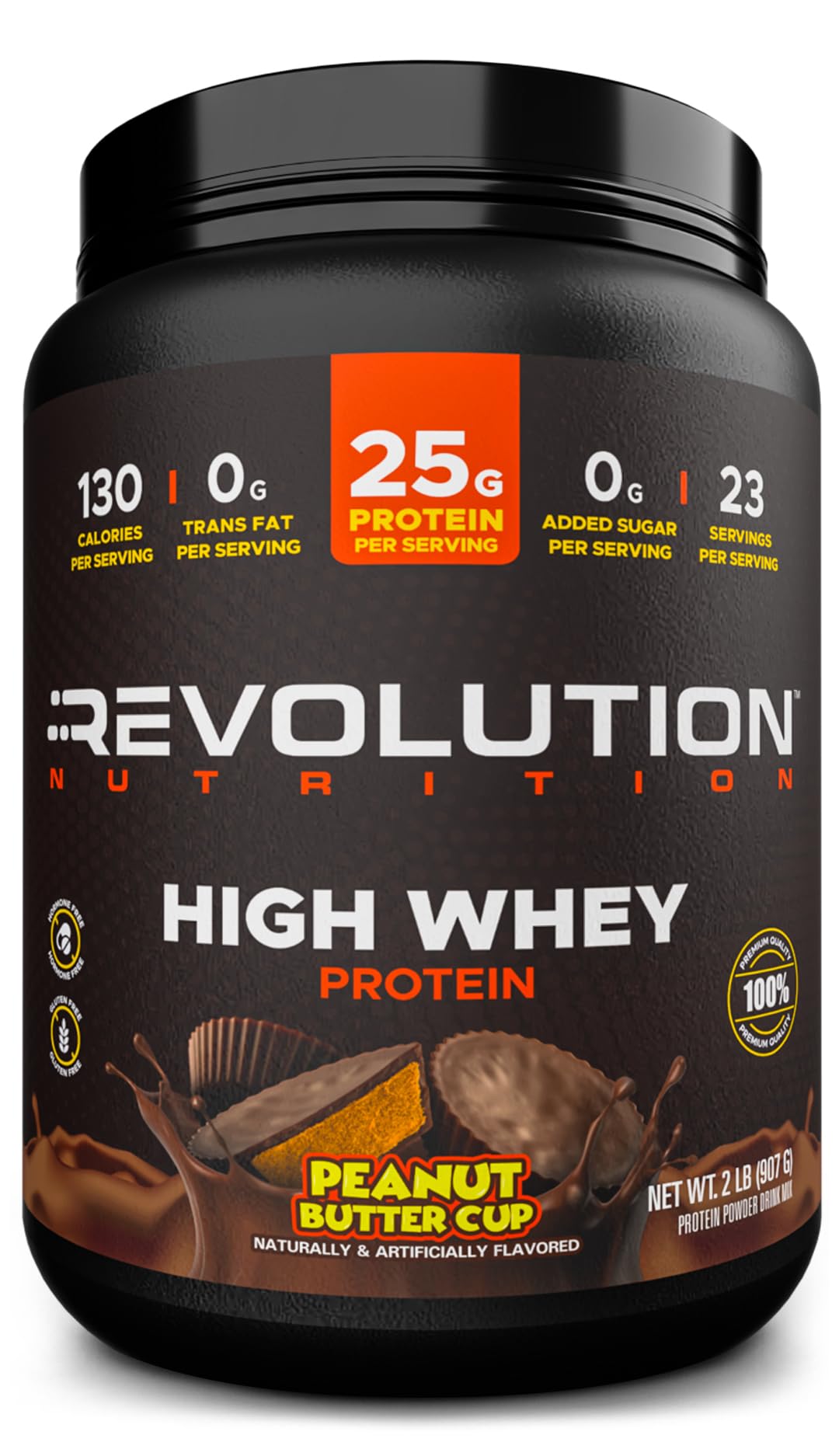 Revolution Nutrition, High Whey, Protein Powder 6LB, Whey Isolate, Gluten Free, Lean Muscle Mass for Men & Women, 25g of Protein Per Scoop, 2.7kg, 73 Servings (Chocolate Cake, 6 Pound)