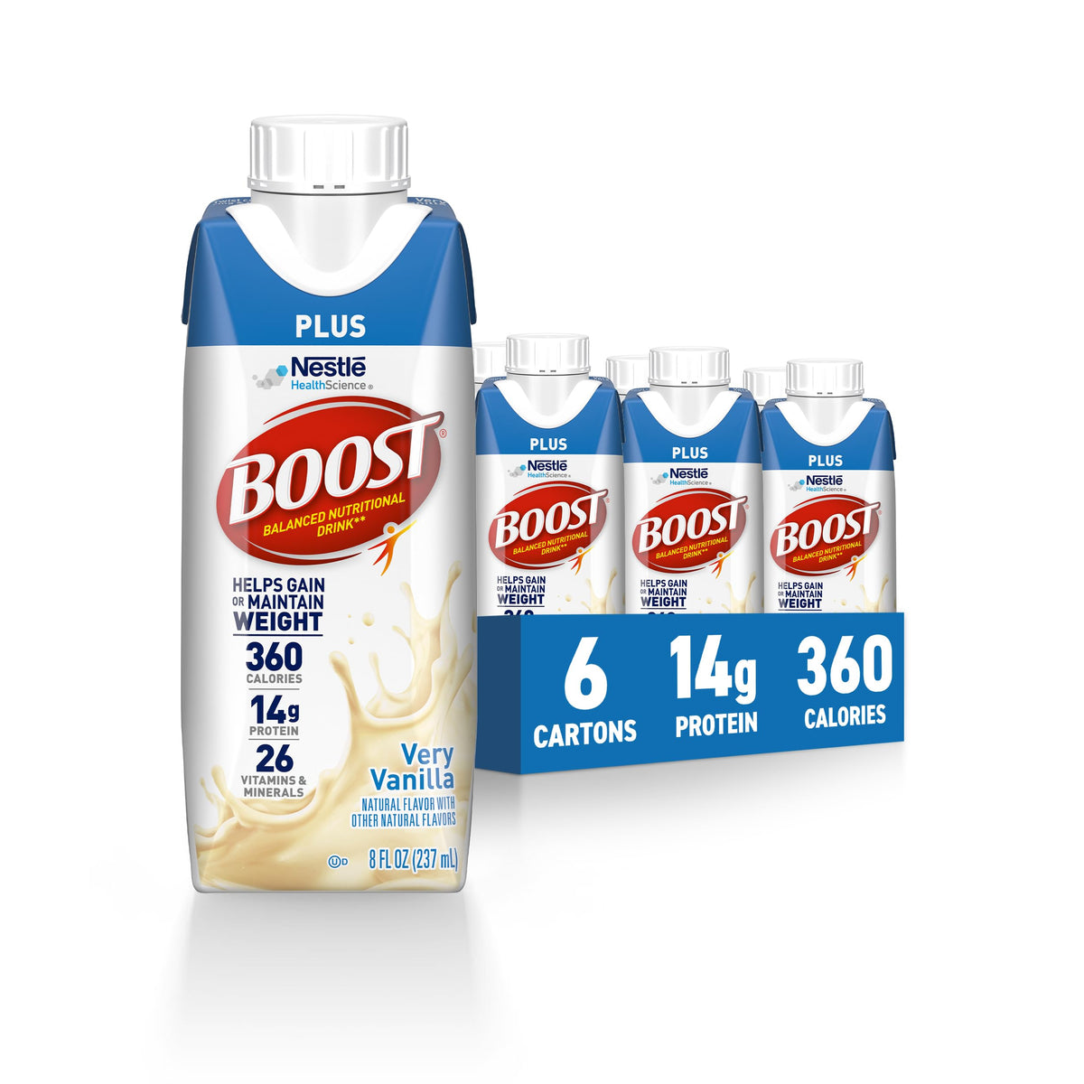 BOOST Plus Ready to Drink Nutritional Drink, Creamy Strawberry, 24 Pack