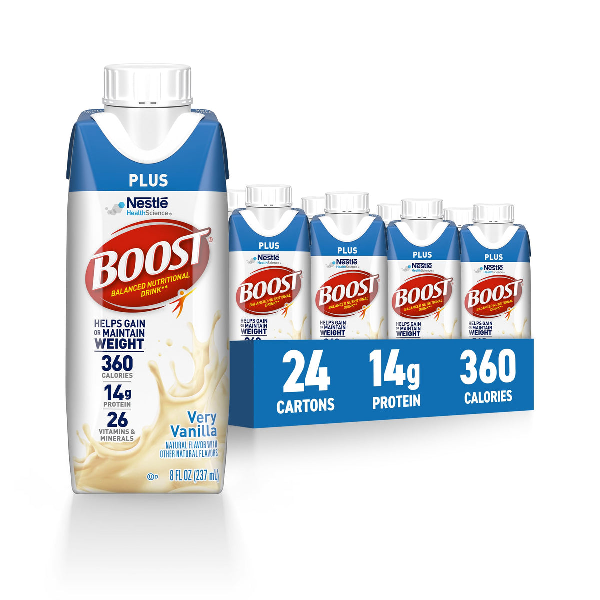 BOOST Plus Ready to Drink Nutritional Drink, Creamy Strawberry, 24 Pack