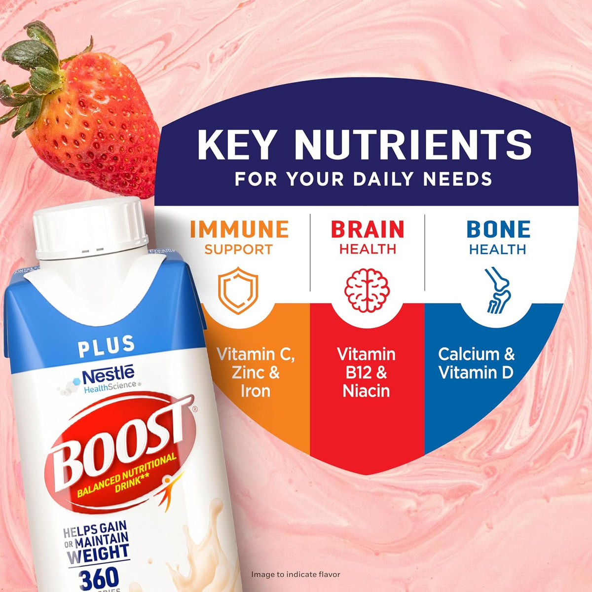 BOOST Plus Ready to Drink Nutritional Drink, Creamy Strawberry, 24 Pack