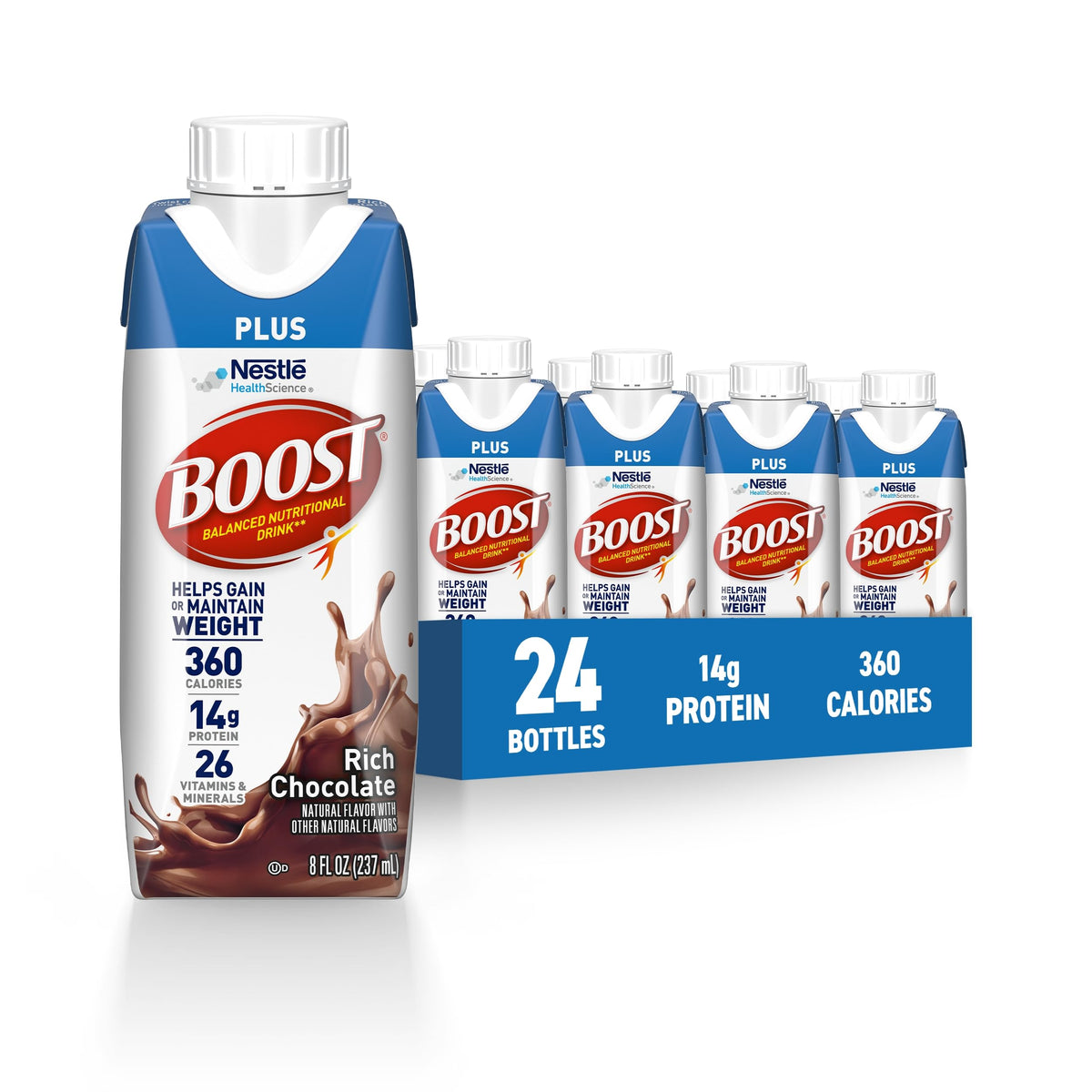 BOOST Plus Ready to Drink Nutritional Drink, Creamy Strawberry, 24 Pack